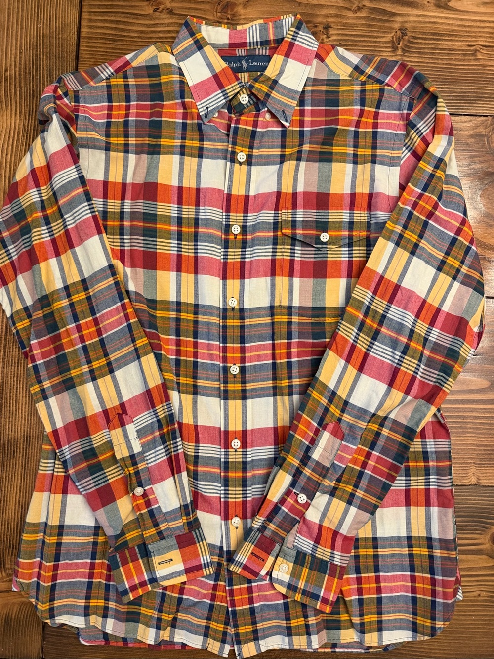 Ralph Lauren Men’s Red & Yellow Plaid Button-Down Shirt